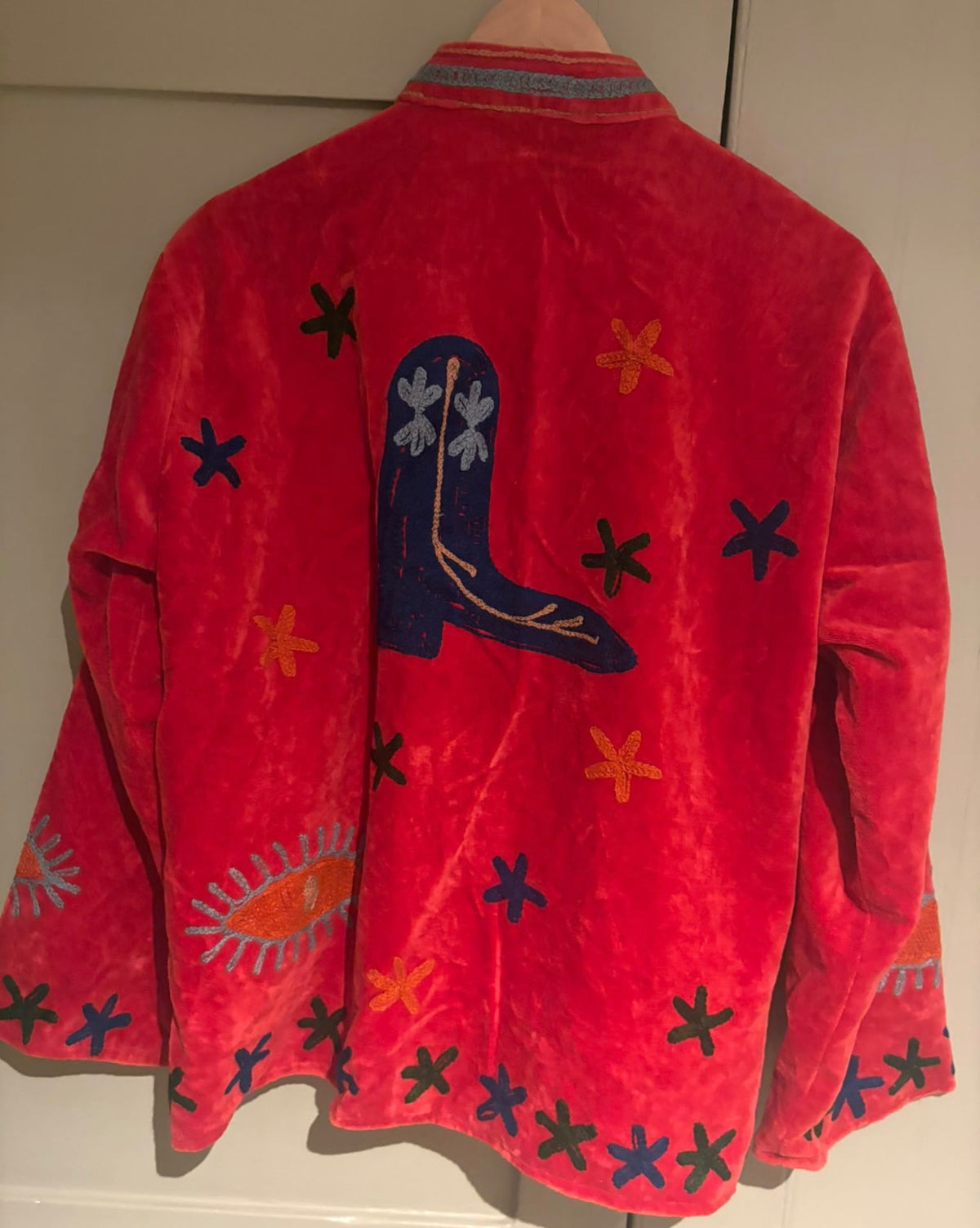 Beautiful Handmade Embroidered Velvet Jacket with cotton lining UK 8-14