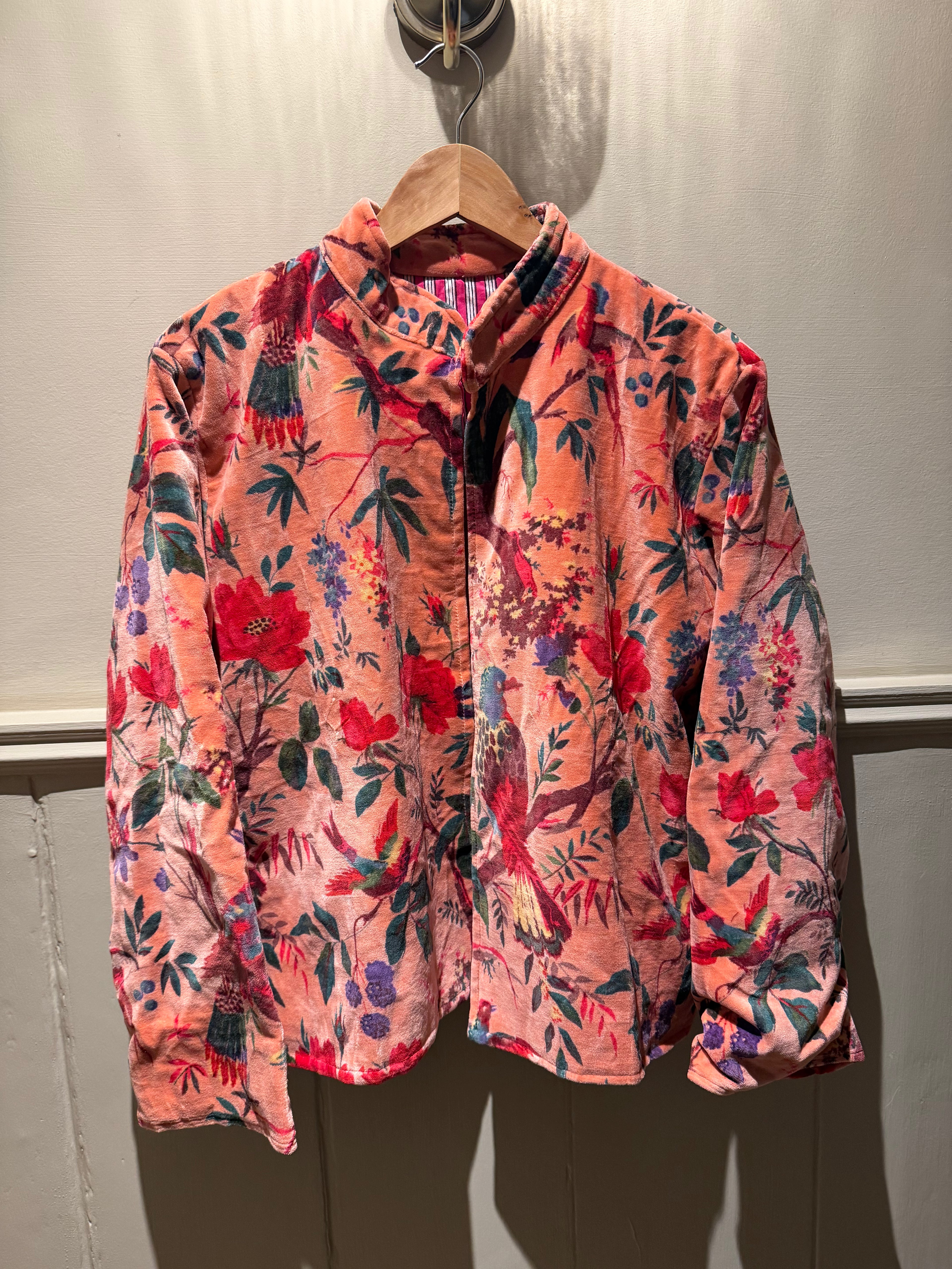 Handmade velvet block print jacket