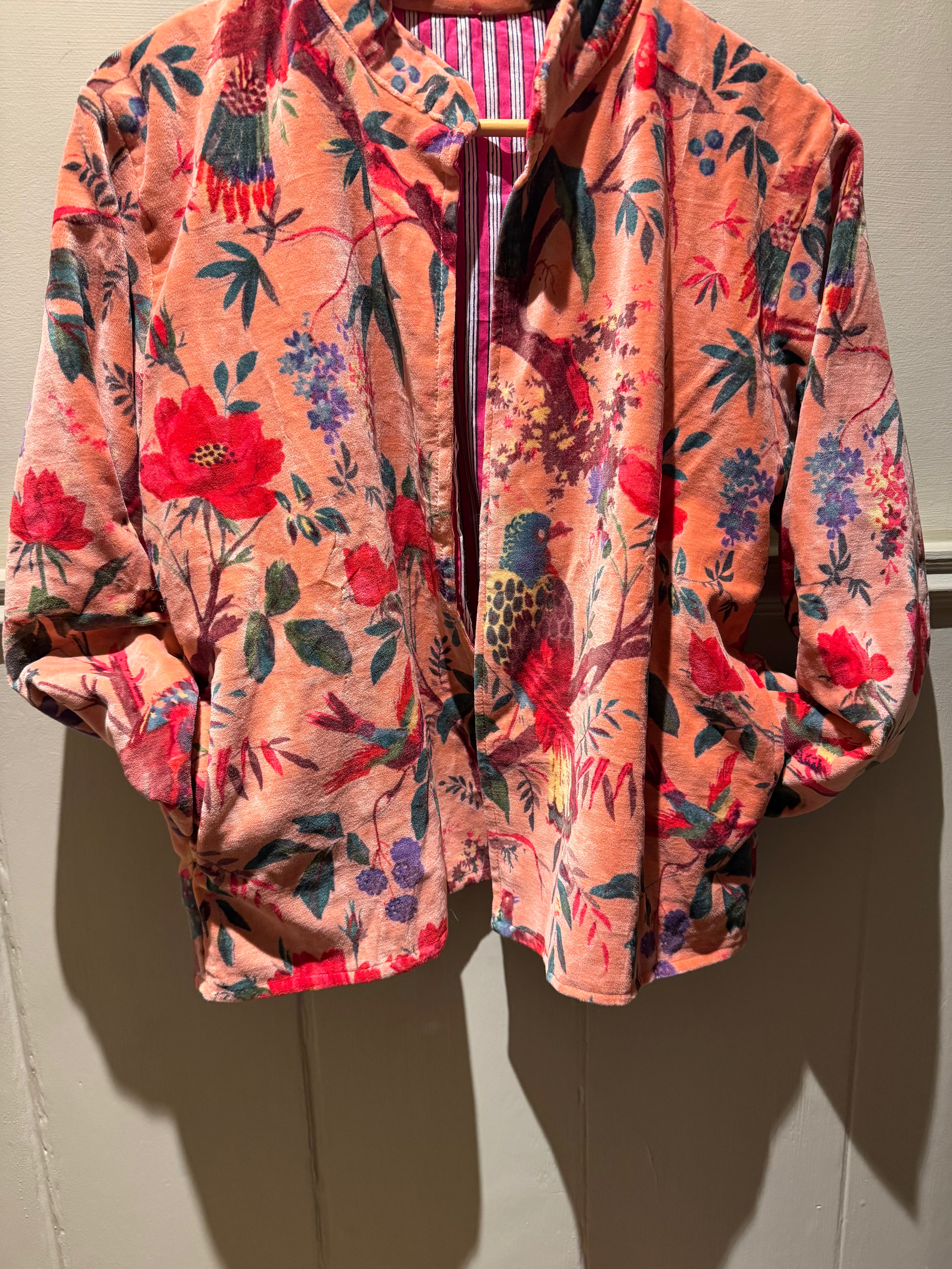 Handmade velvet block print jacket