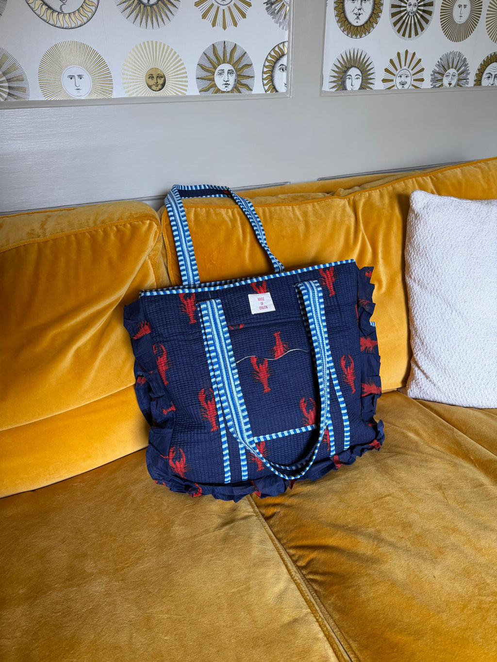 Handmade Blue Frilly lobster tote
