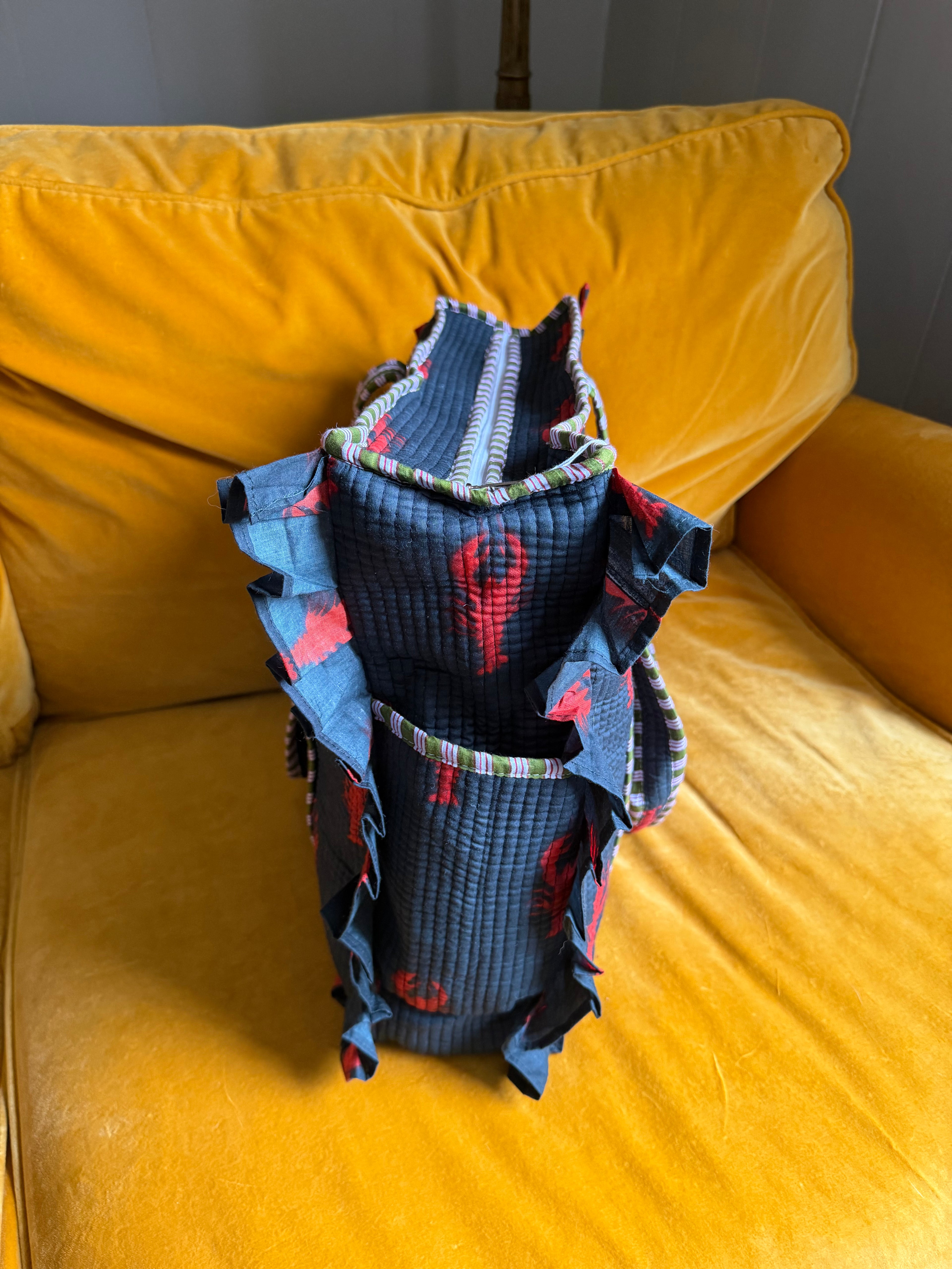 Handmade Green Frilly lobster tote