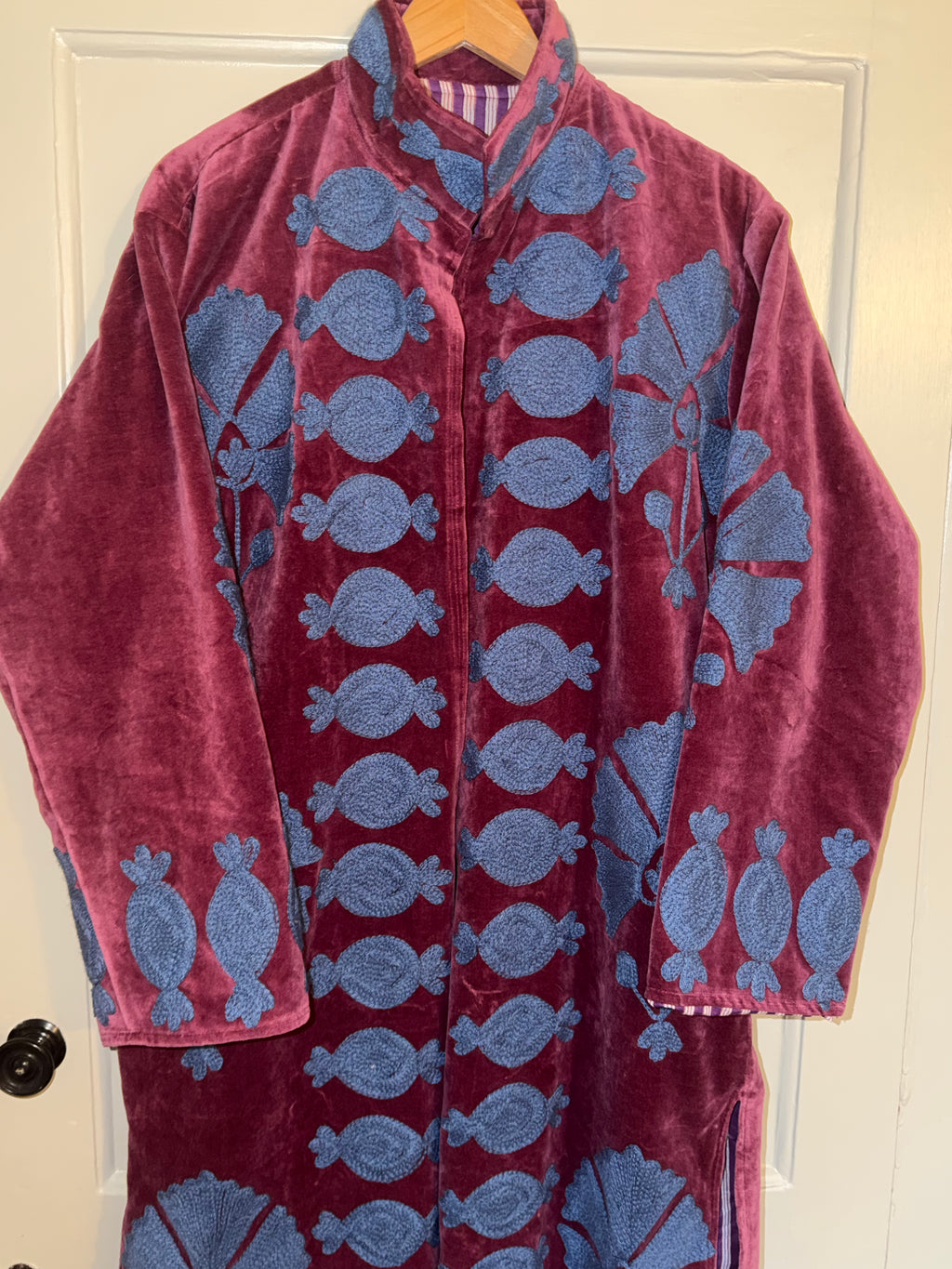 Handmade long velvet embroidered jacket