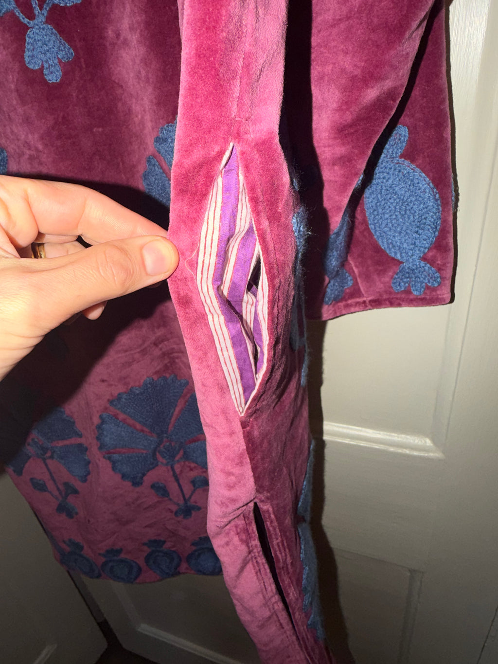 Handmade long velvet embroidered jacket