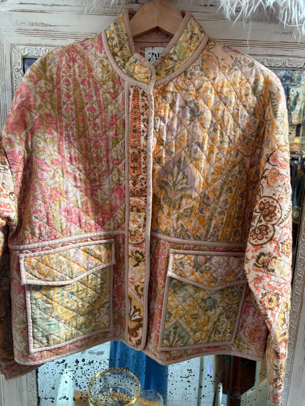 Zara padded Indian print jacket UK 12-14