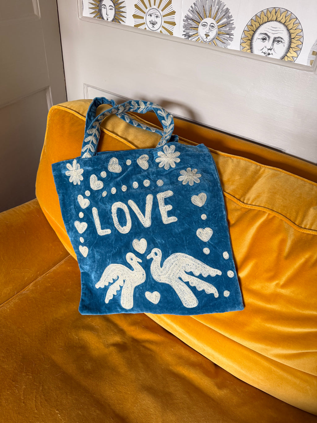Handmade soft velvet tote bag