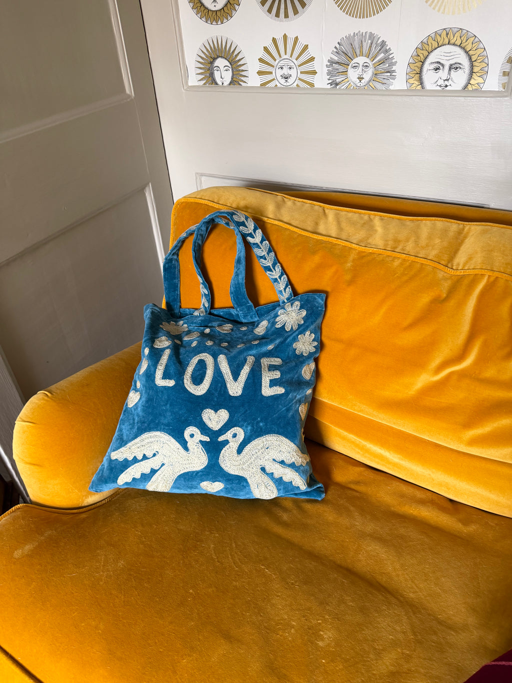 Handmade soft velvet tote bag