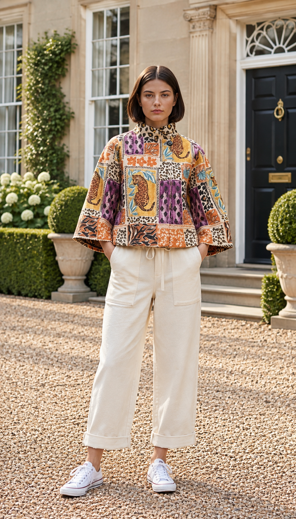 Brand New. Print Cape Jacket one size UK 8-16 stunning quality statement piece.