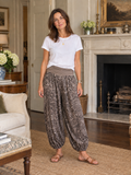 Leopard print jacquard harem trousers balloon-leg trousers uk 8-16