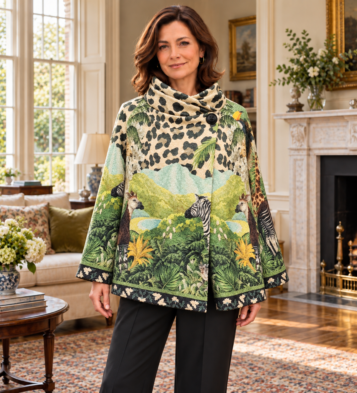 New In. Leopard Cape Jacket one size UK 8-16 stunning quality statement piece.