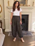 New in. Brown jacquard harem trousers balloon-leg trousers uk 8-16 (Copy)