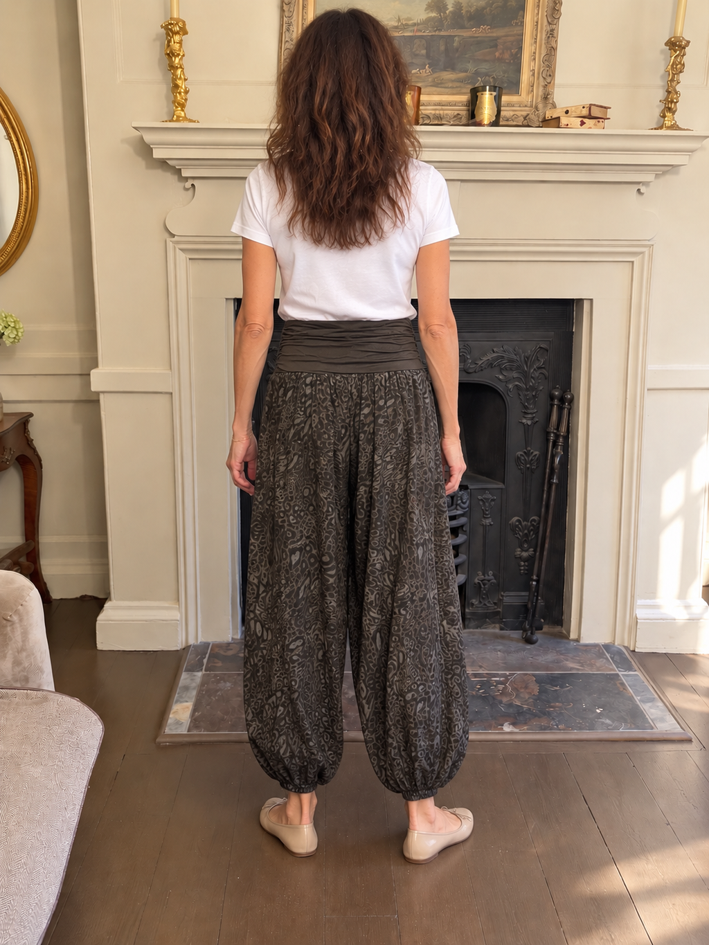 New in. Brown jacquard harem trousers balloon-leg trousers uk 8-16 (Copy)