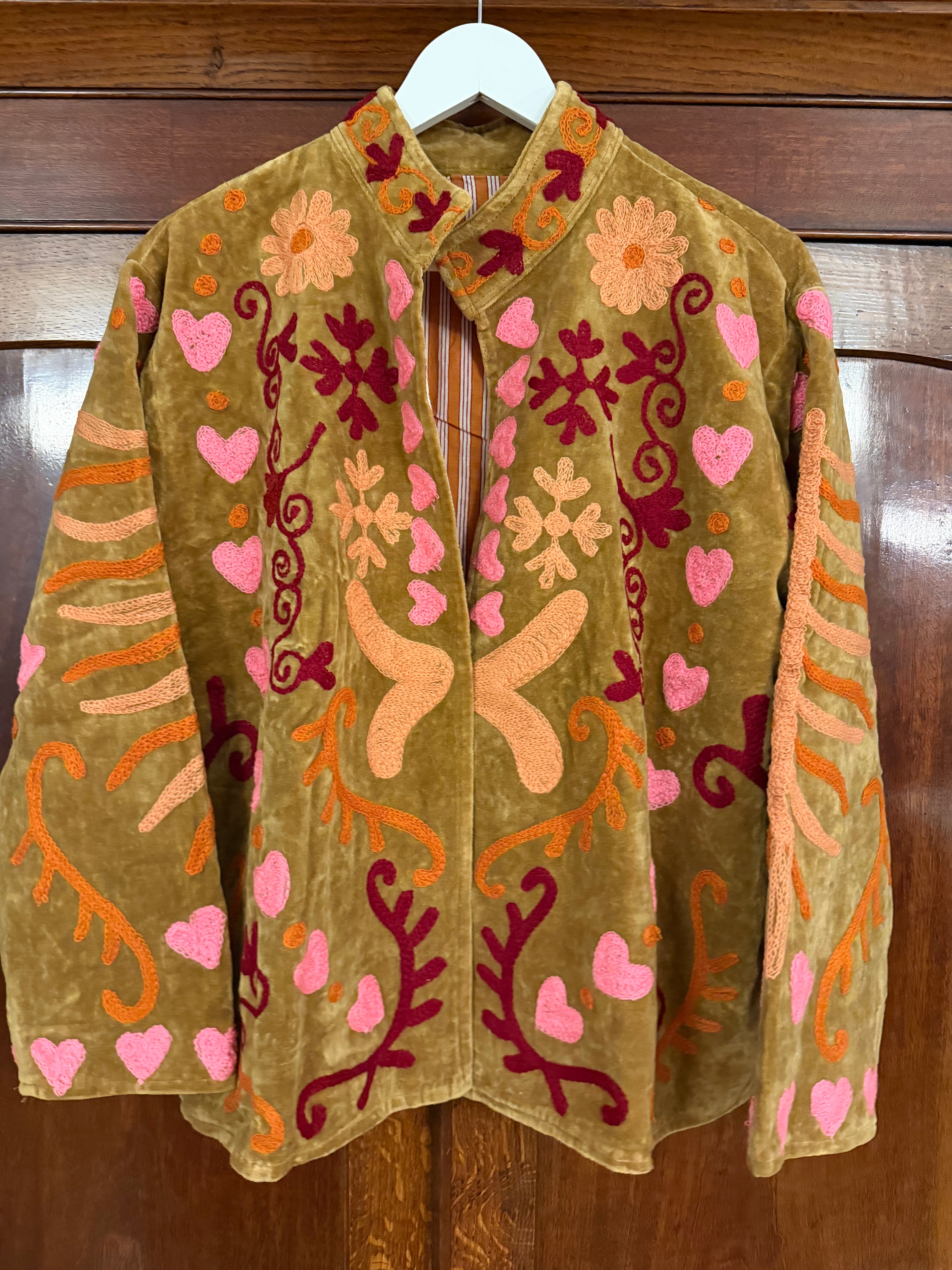 Handmade velvet jacket & embroidery with cotton lining UK 8-14