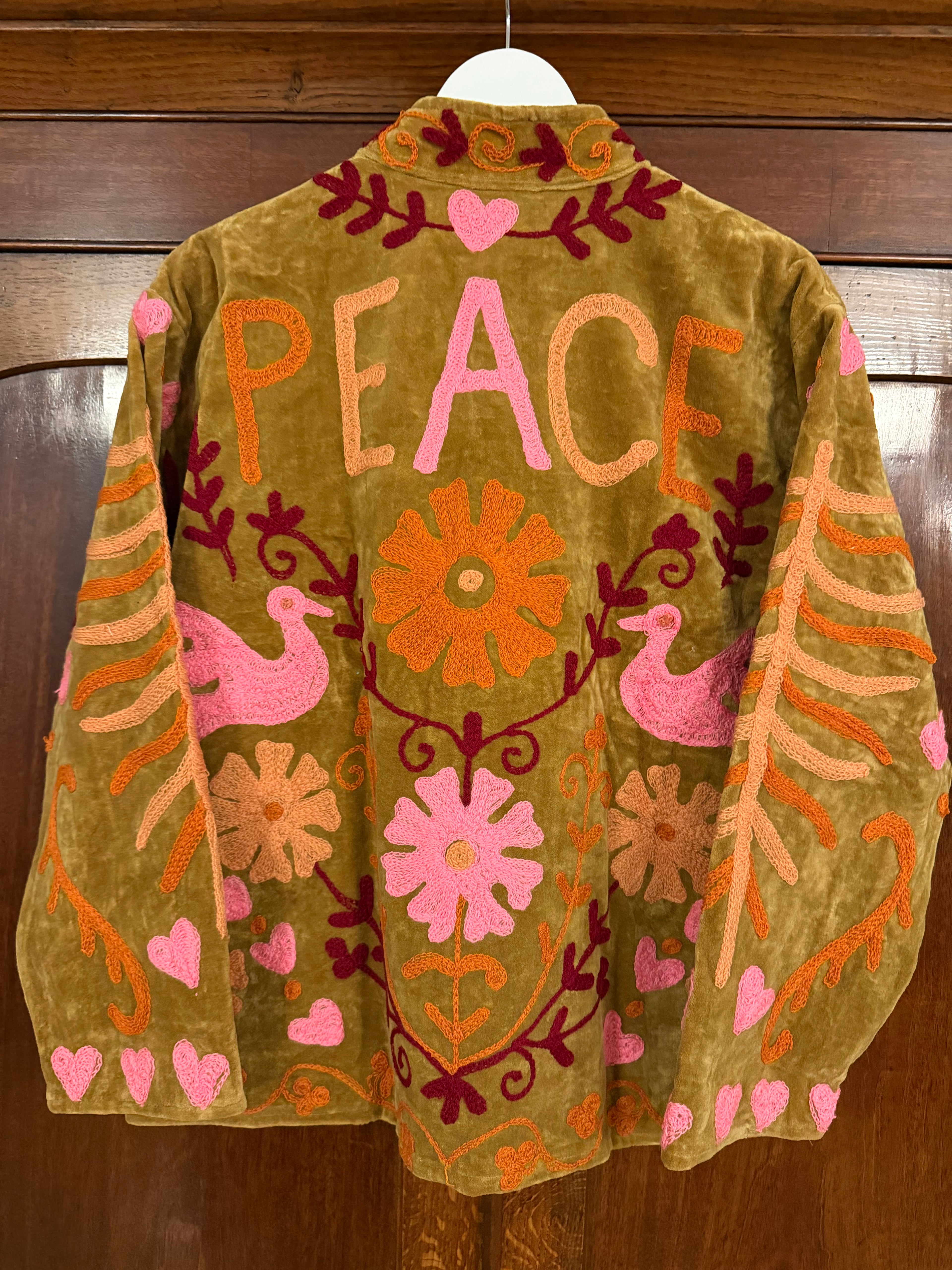 Handmade velvet jacket & embroidery with cotton lining UK 8-14