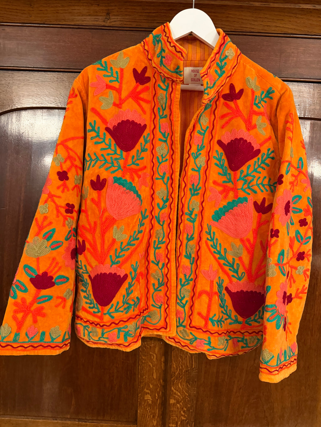 Beautiful Handmade Embroidered Velvet Jacket with cotton lining UK 8-14