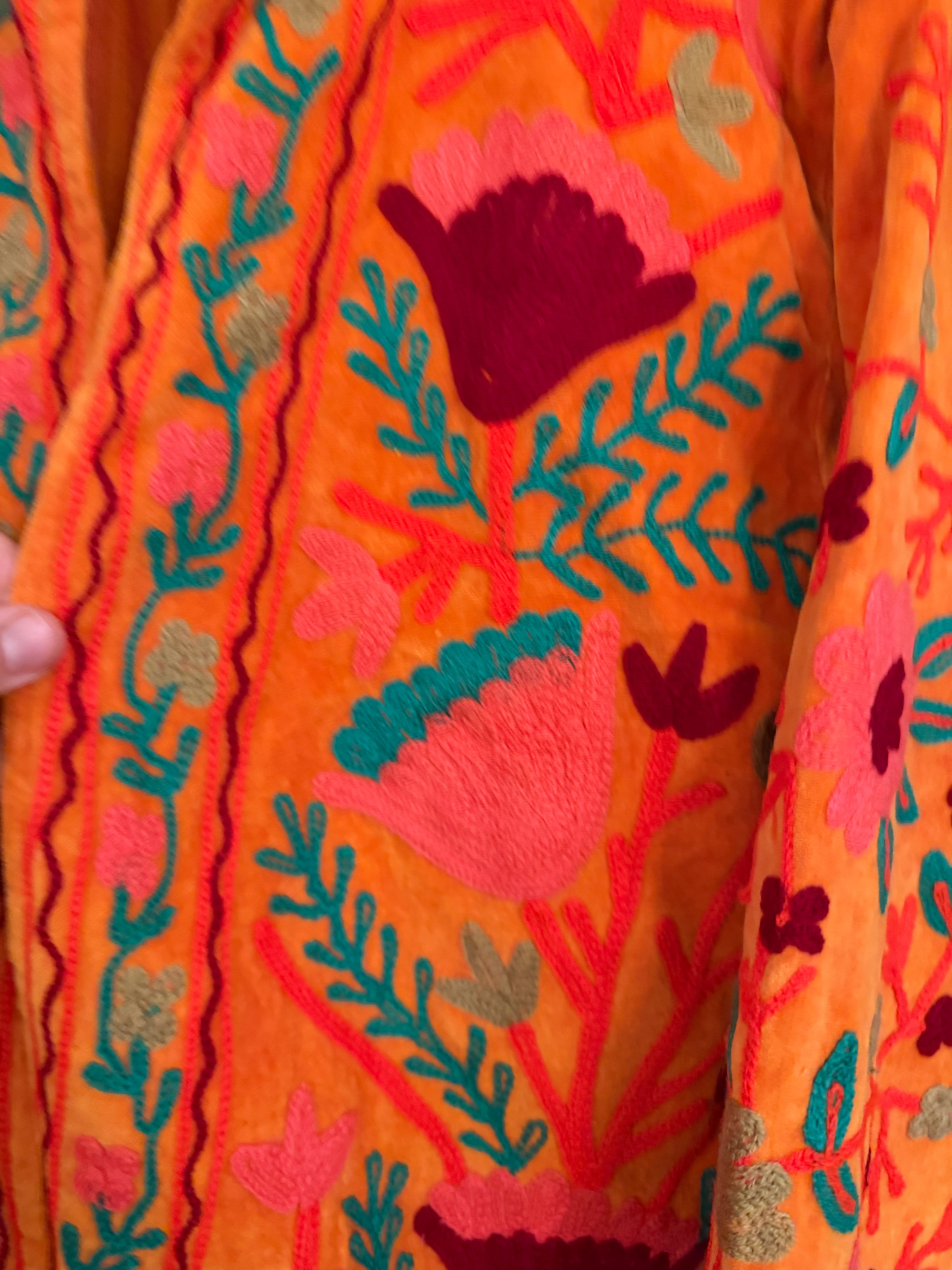 Beautiful Handmade Embroidered Velvet Jacket with cotton lining UK 8-14