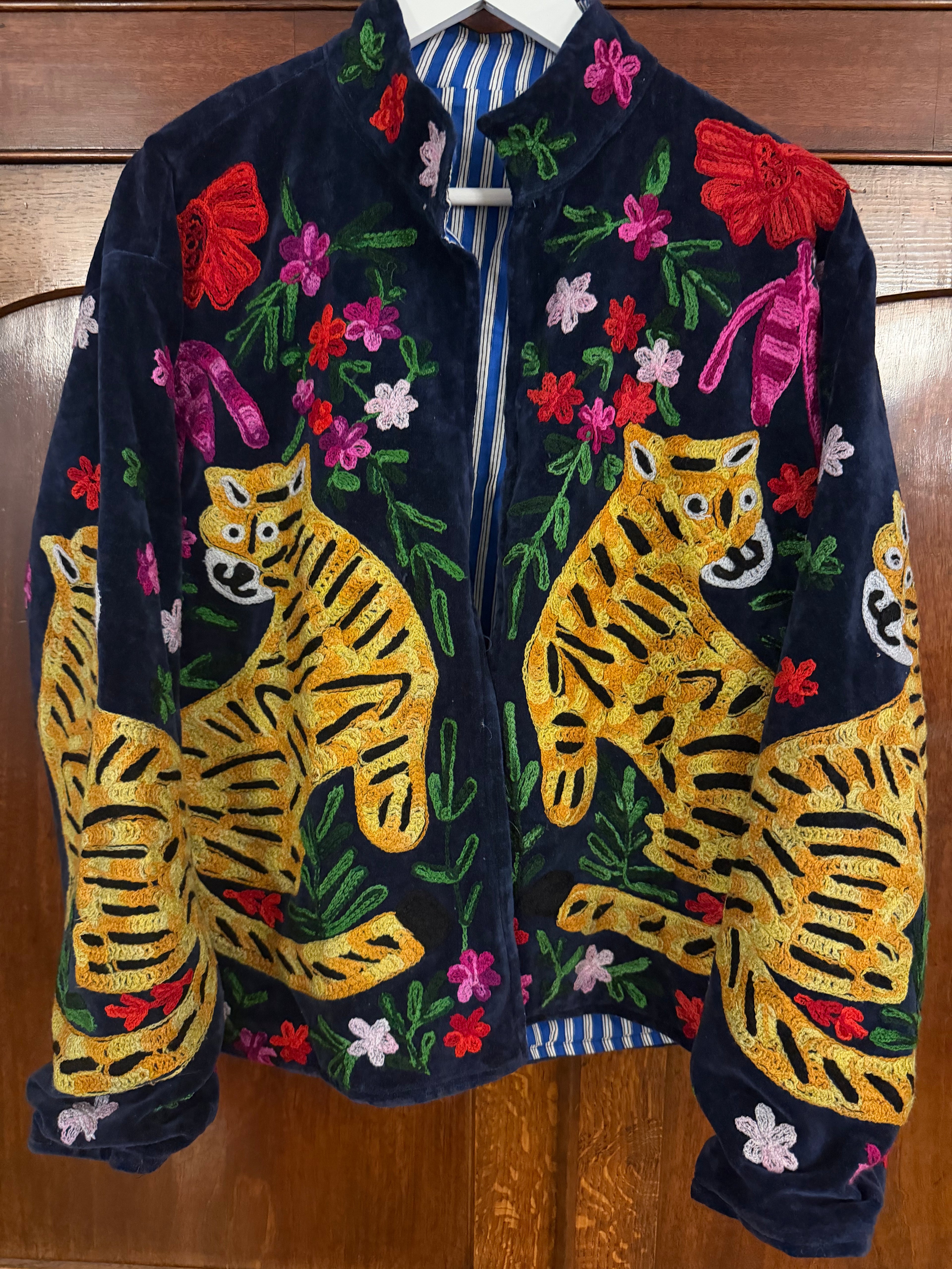 Beautiful Handmade Embroidered Velvet Jacket with cotton lining UK 8-14