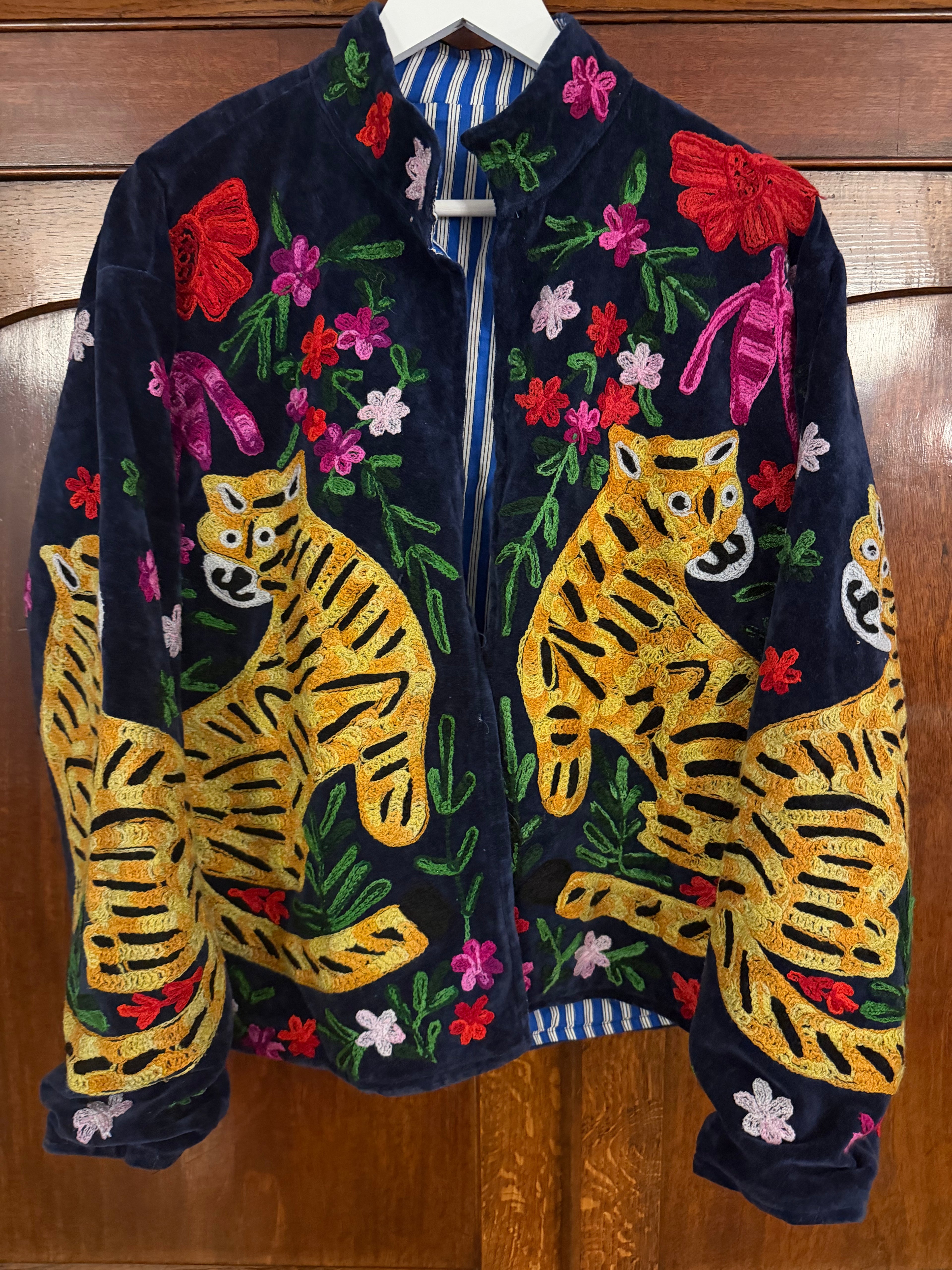 Beautiful Handmade Embroidered Velvet Jacket with cotton lining UK 8-14