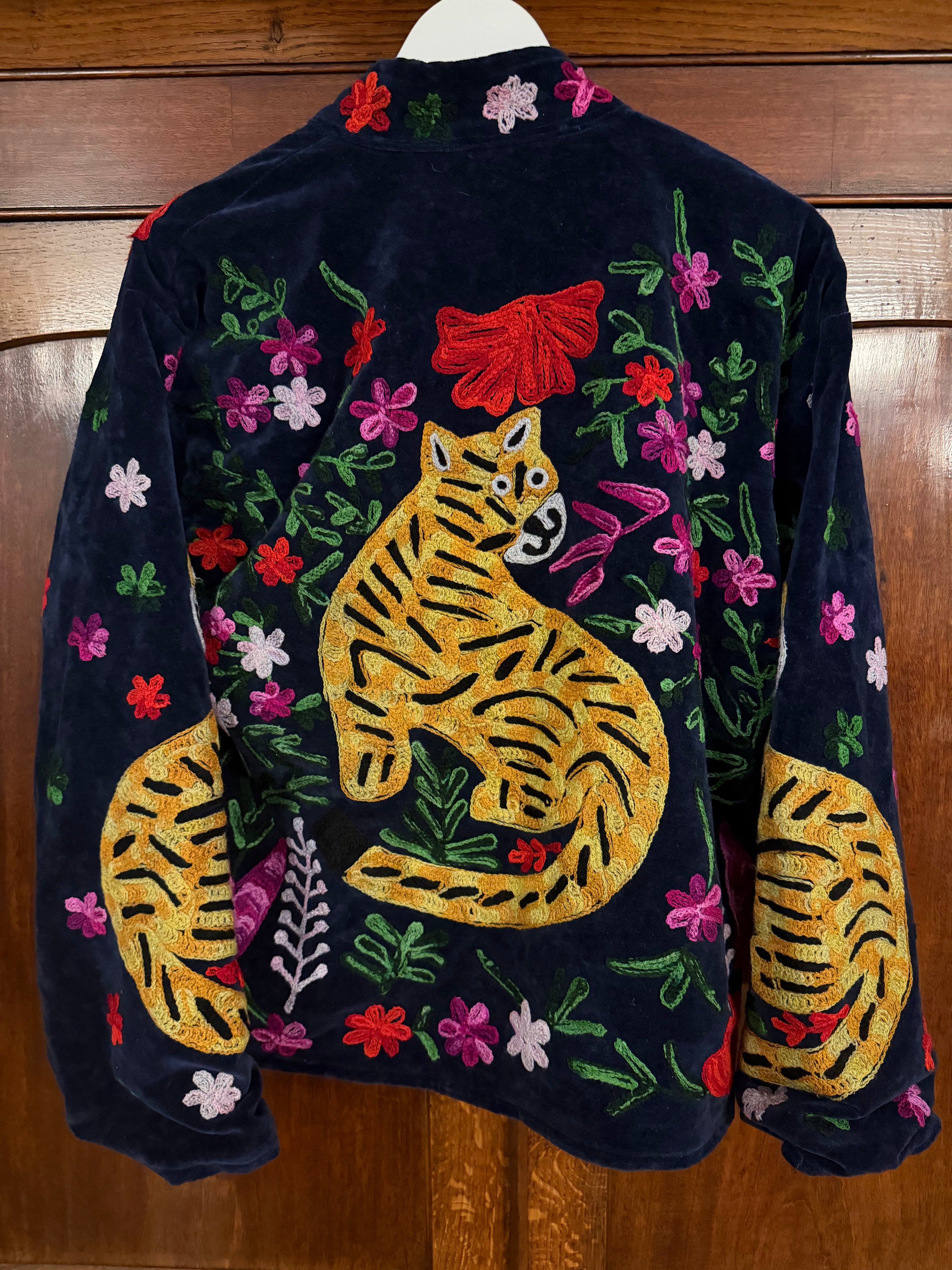 Beautiful Handmade Embroidered Velvet Jacket with cotton lining UK 8-14