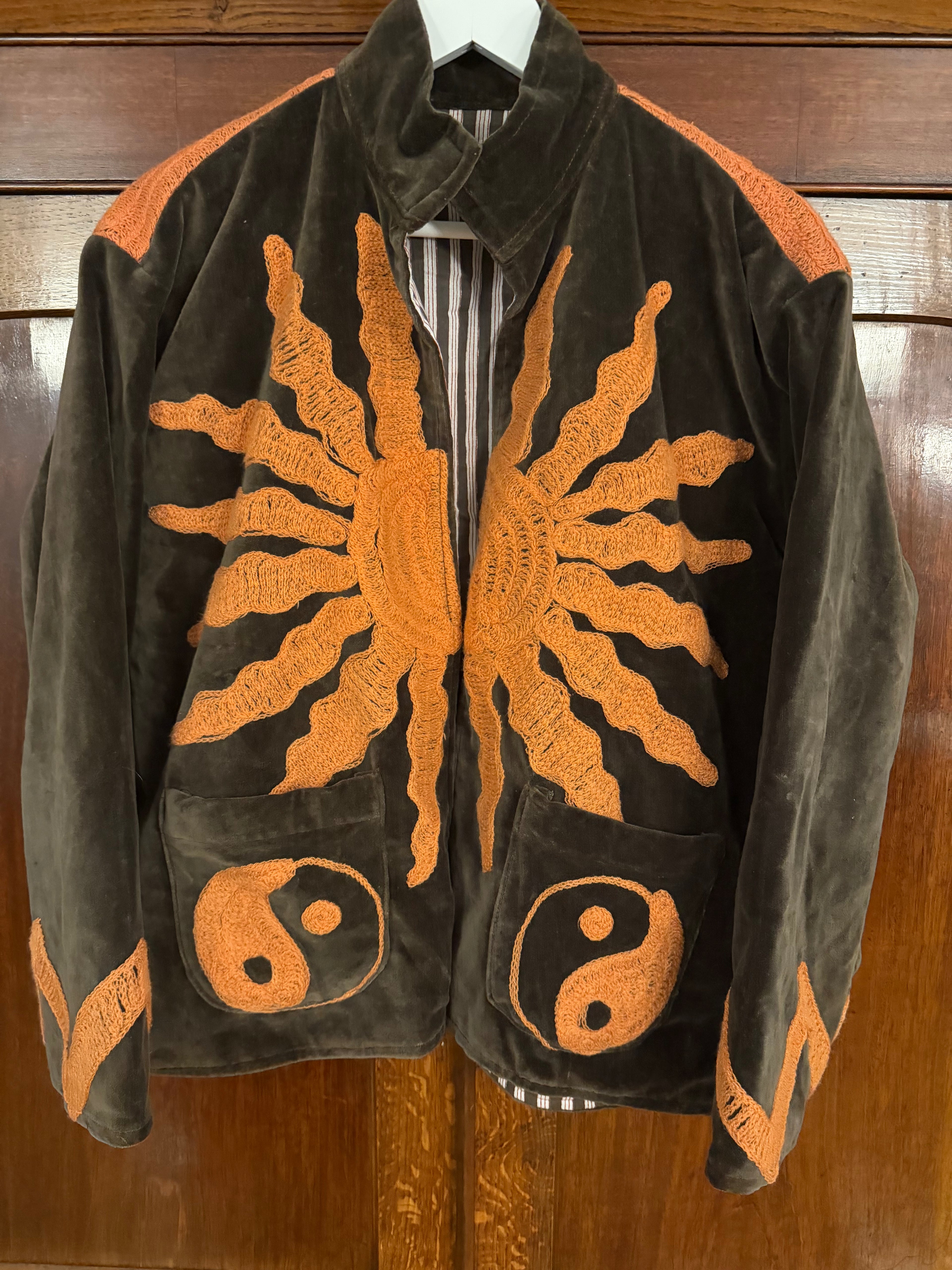 Beautiful Handmade Embroidered Velvet Jacket with cotton lining UK 8-14