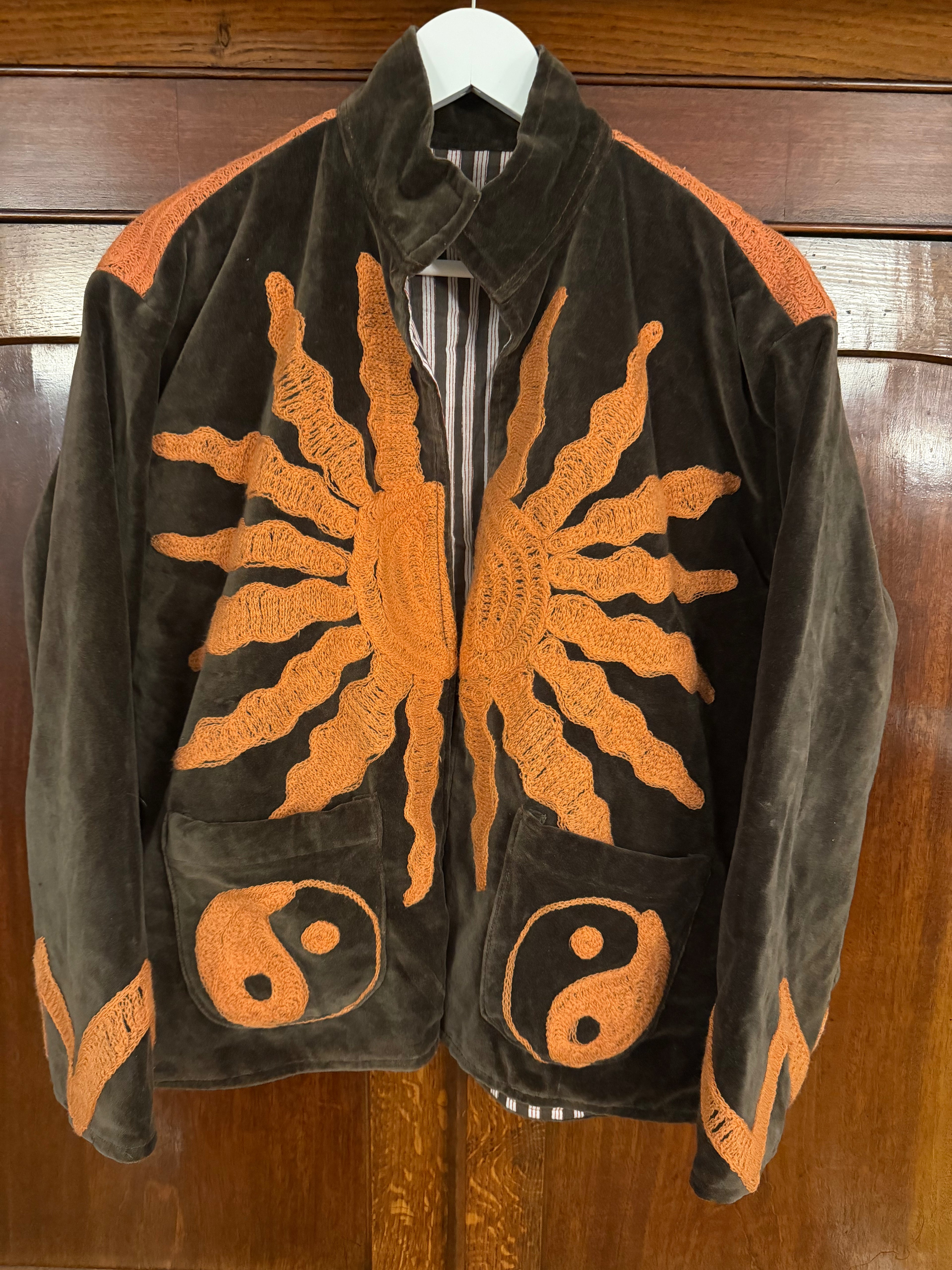 Beautiful Handmade Embroidered Velvet Jacket with cotton lining UK 8-14