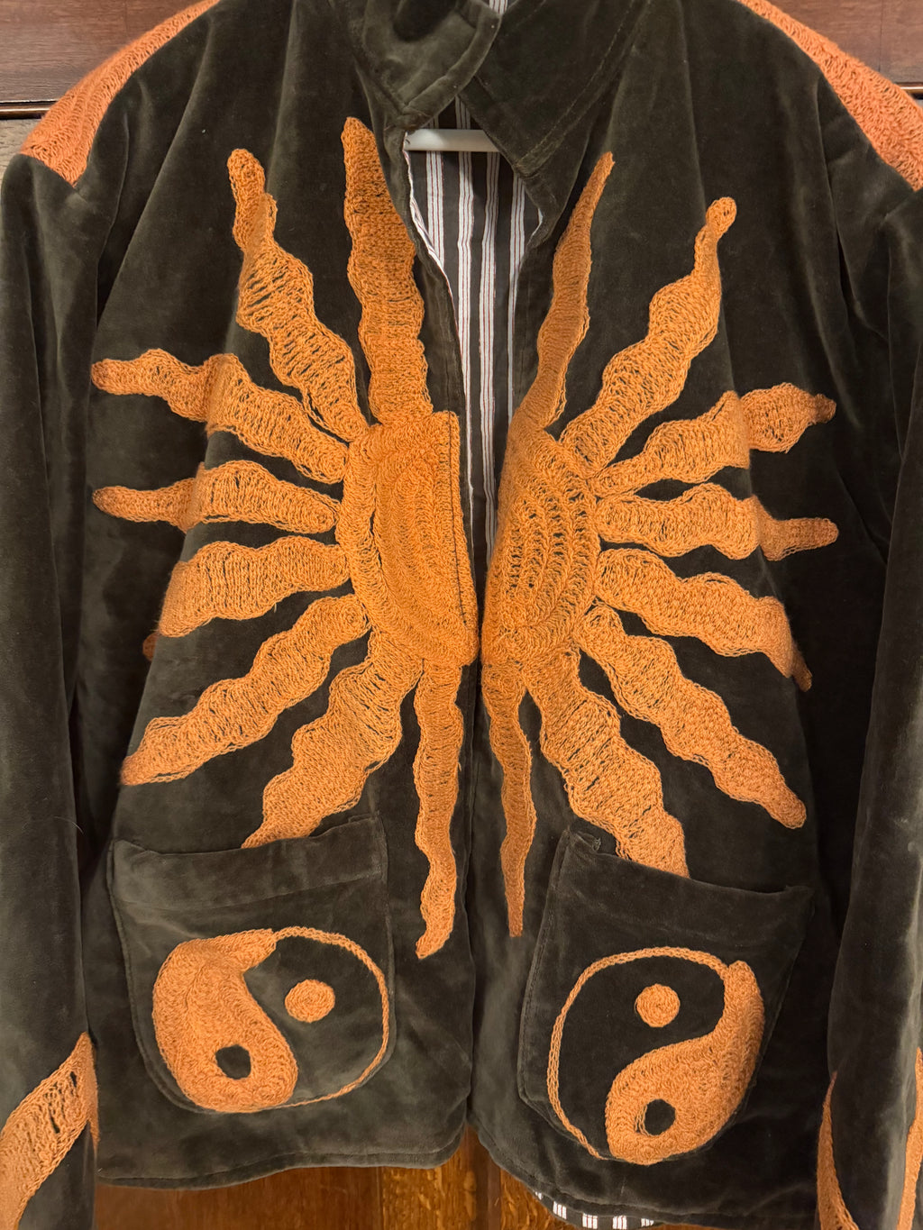 Beautiful Handmade Embroidered Velvet Jacket with cotton lining UK 8-14