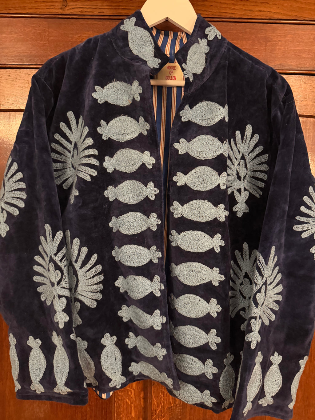 Beautiful Handmade Embroidered Velvet Jacket with cotton lining UK 8-14