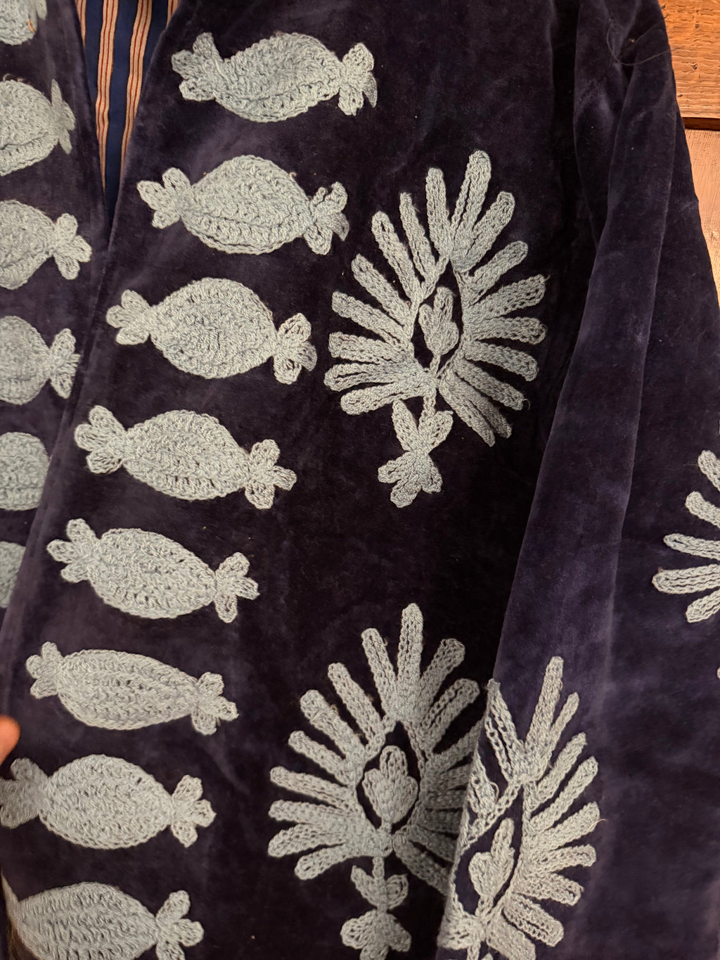 Beautiful Handmade Embroidered Velvet Jacket with cotton lining UK 8-14
