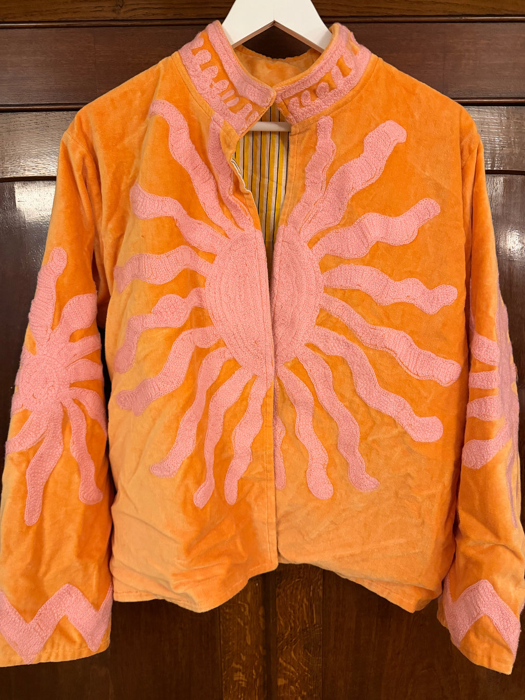 Beautiful Handmade Embroidered Velvet Jacket with cotton lining UK 8-14