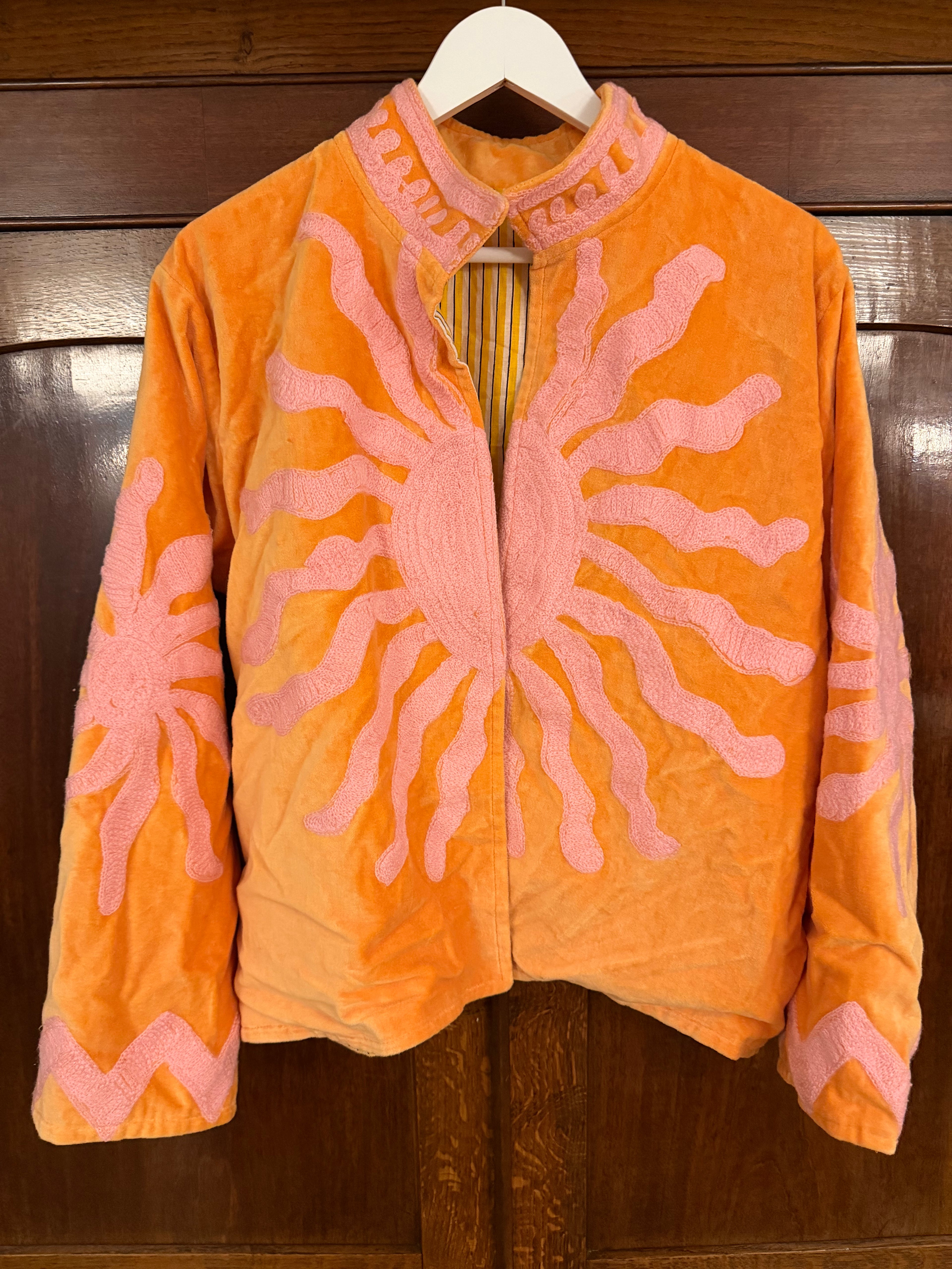Beautiful Handmade Embroidered Velvet Jacket with cotton lining UK 8-14