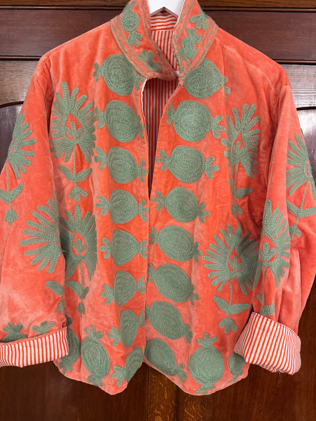 Beautiful Handmade Embroidered Velvet Jacket with cotton lining UK 8-14