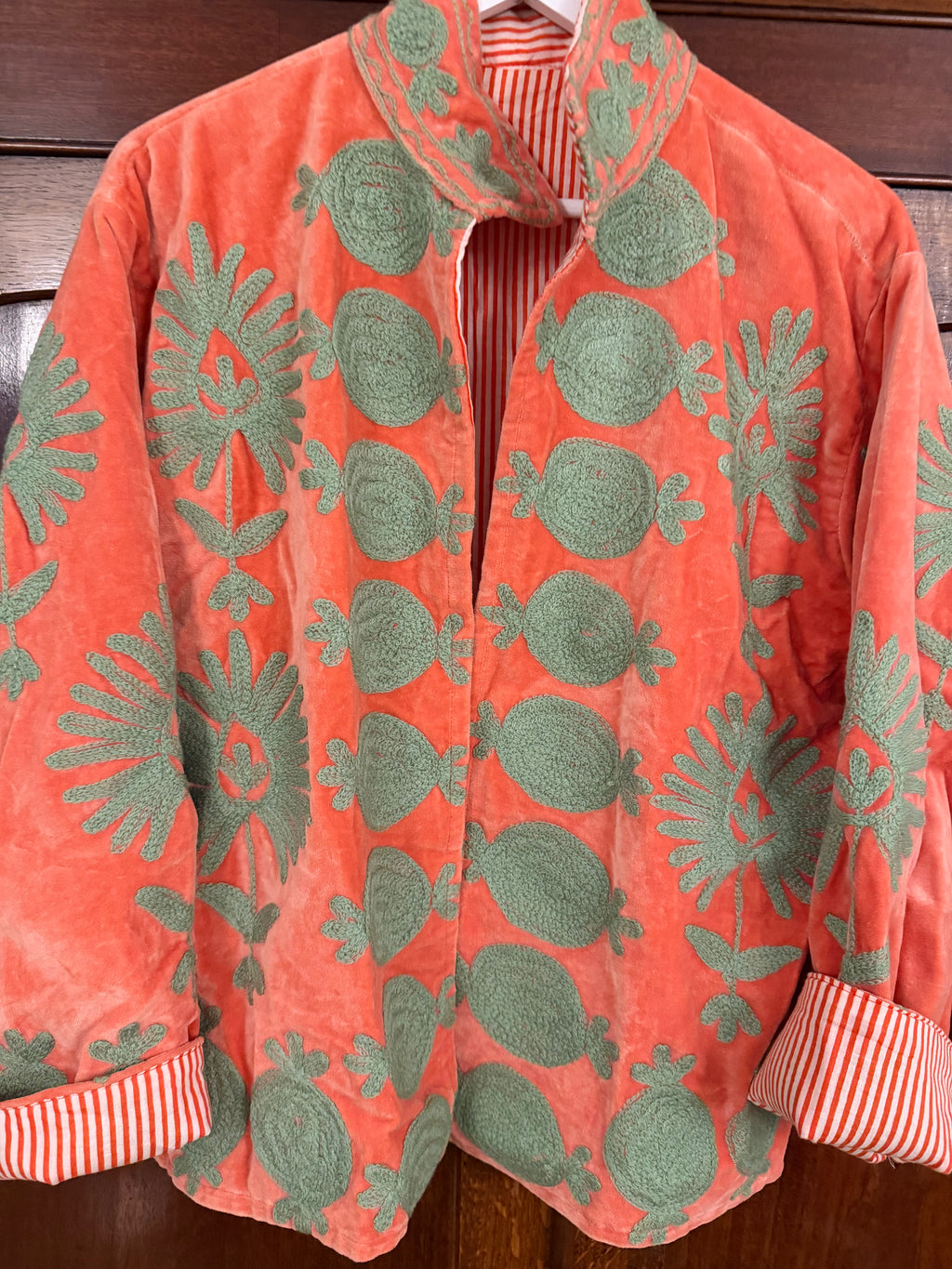 Beautiful Handmade Embroidered Velvet Jacket with cotton lining UK 8-14