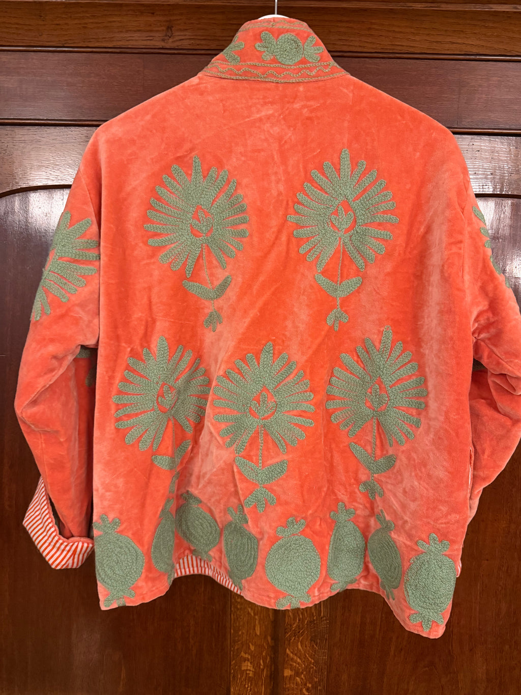 Beautiful Handmade Embroidered Velvet Jacket with cotton lining UK 8-14