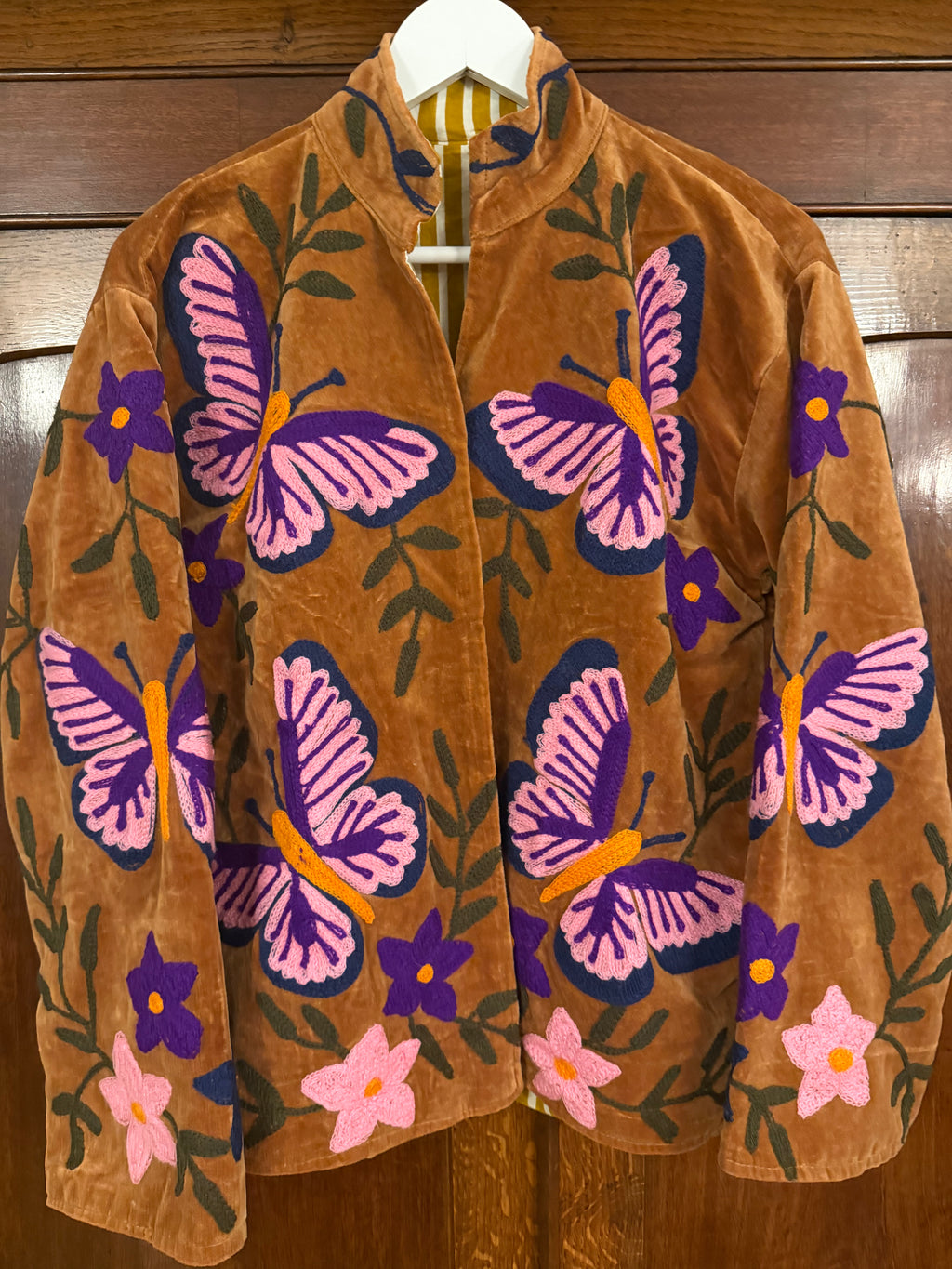Beautiful Handmade Embroidered Velvet Jacket with cotton lining UK 8-14