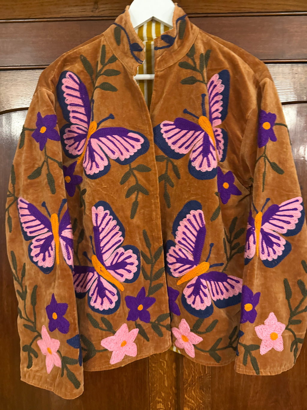 Beautiful Handmade Embroidered Velvet Jacket with cotton lining UK 8-14
