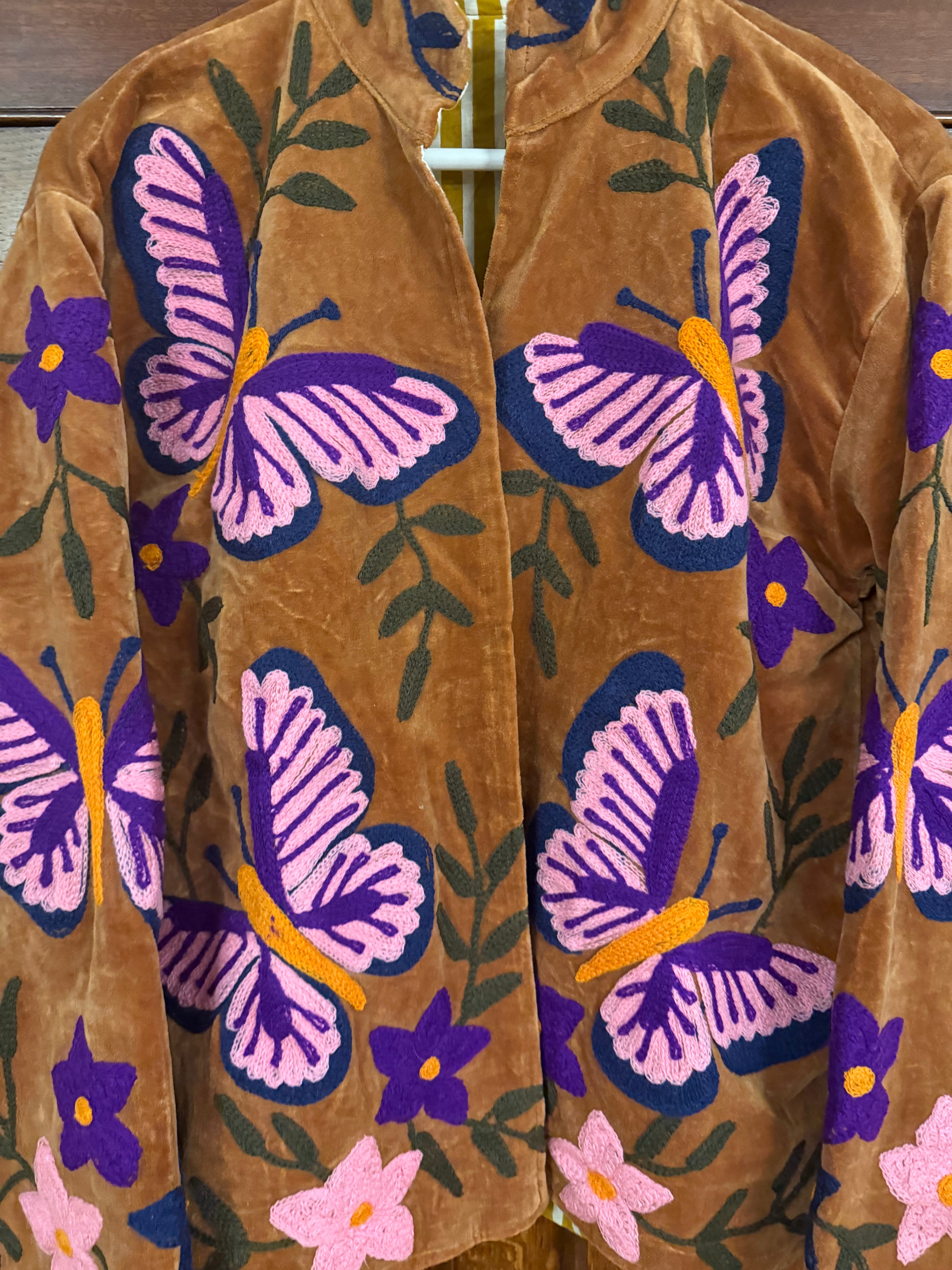 Beautiful Handmade Embroidered Velvet Jacket with cotton lining UK 8-14