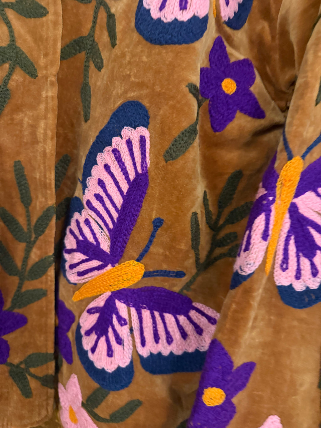 Beautiful Handmade Embroidered Velvet Jacket with cotton lining UK 8-14