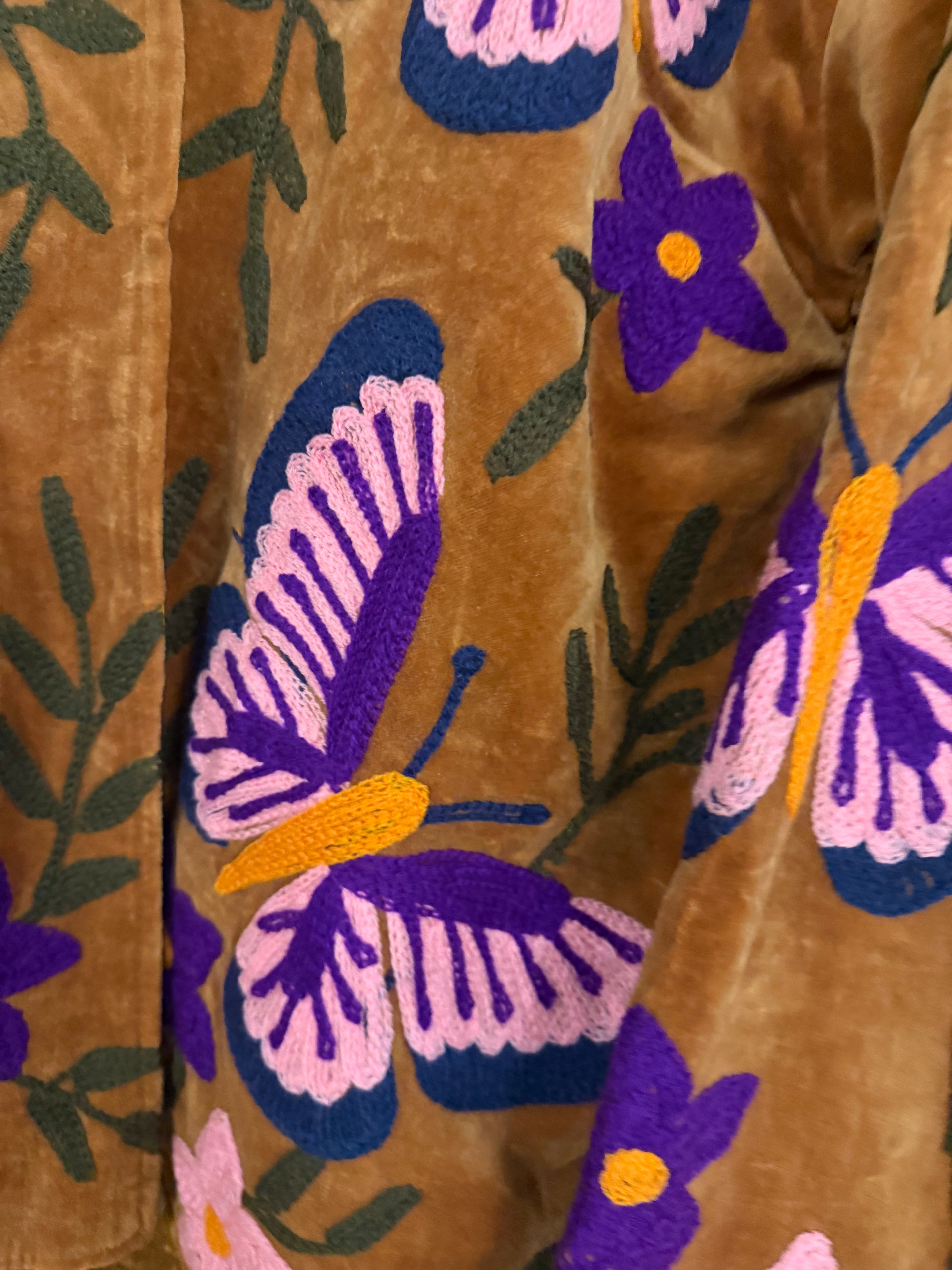Beautiful Handmade Embroidered Velvet Jacket with cotton lining UK 8-14