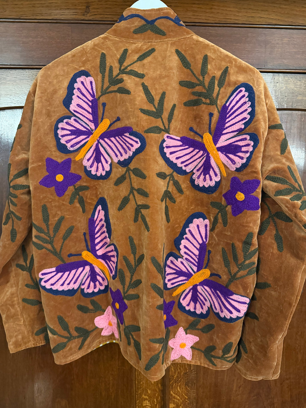 Beautiful Handmade Embroidered Velvet Jacket with cotton lining UK 8-14