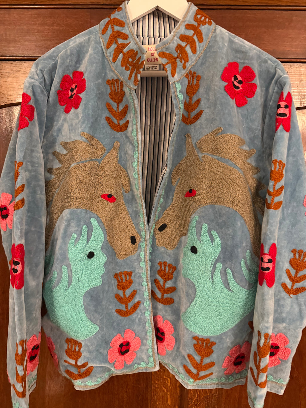 Beautiful Handmade Embroidered Velvet Jacket with cotton lining UK 8-14