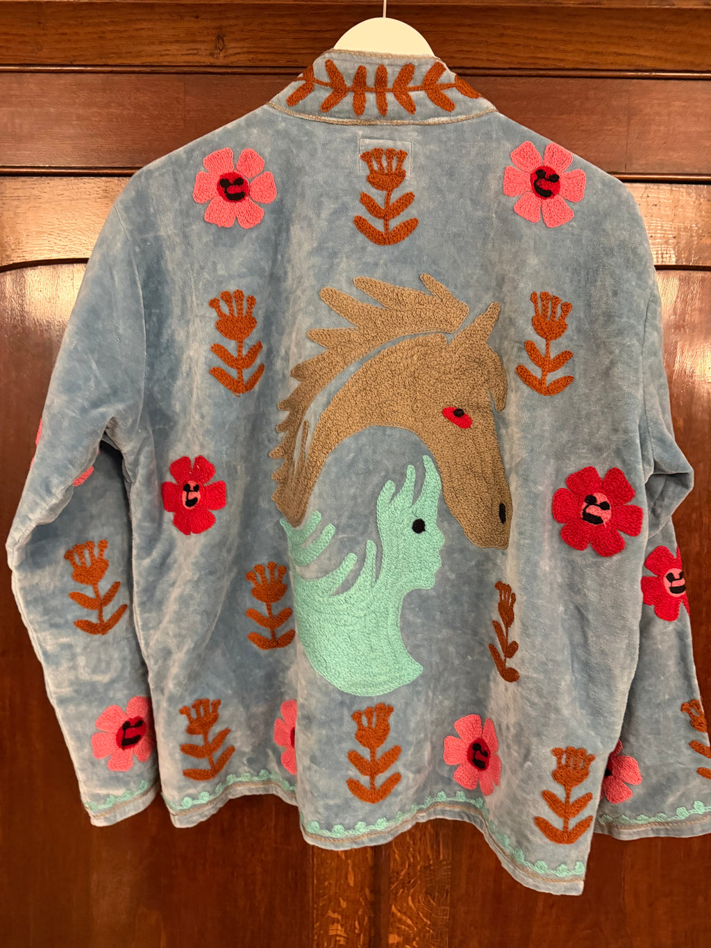 Beautiful Handmade Embroidered Velvet Jacket with cotton lining UK 8-14