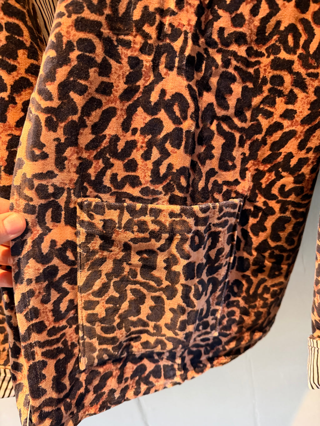 Beautiful Handmade block print Velvet Jacket with cotton lining UK 8-14 pockets on front