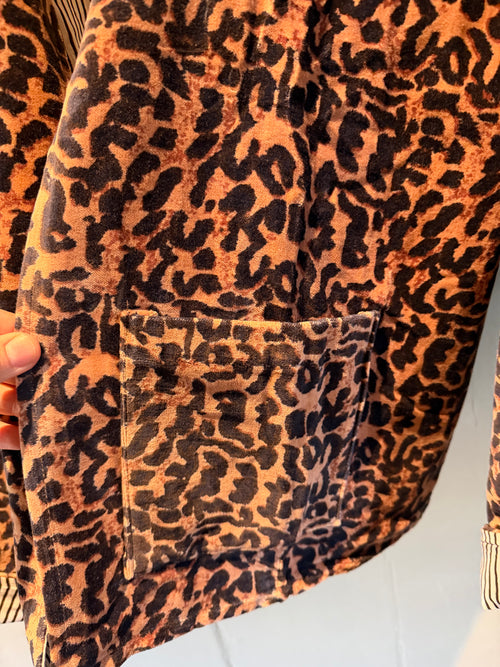 Beautiful Handmade block print Velvet Jacket with cotton lining UK 8-14 pockets on front
