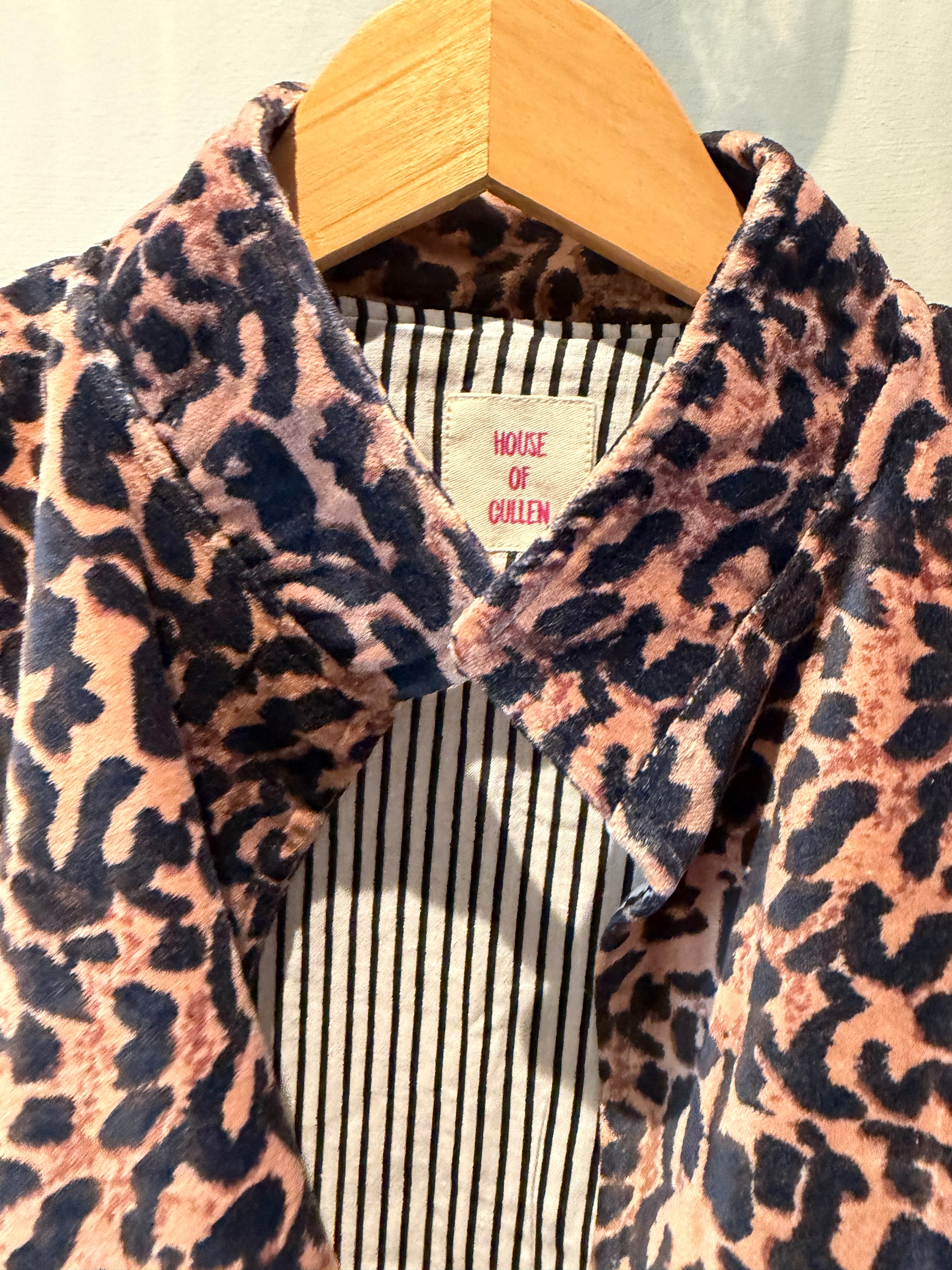 Beautiful Handmade block print Velvet Jacket with cotton lining UK 8-14 pockets on front