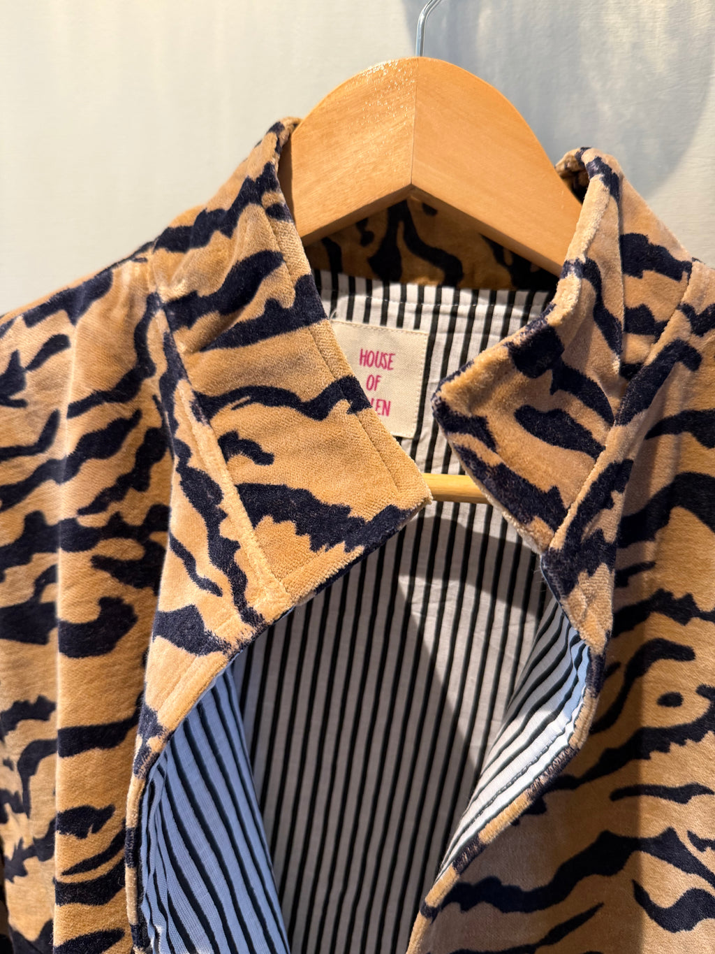 Beautiful Handmade block print Velvet Jacket with cotton lining UK 8-14 pockets on front