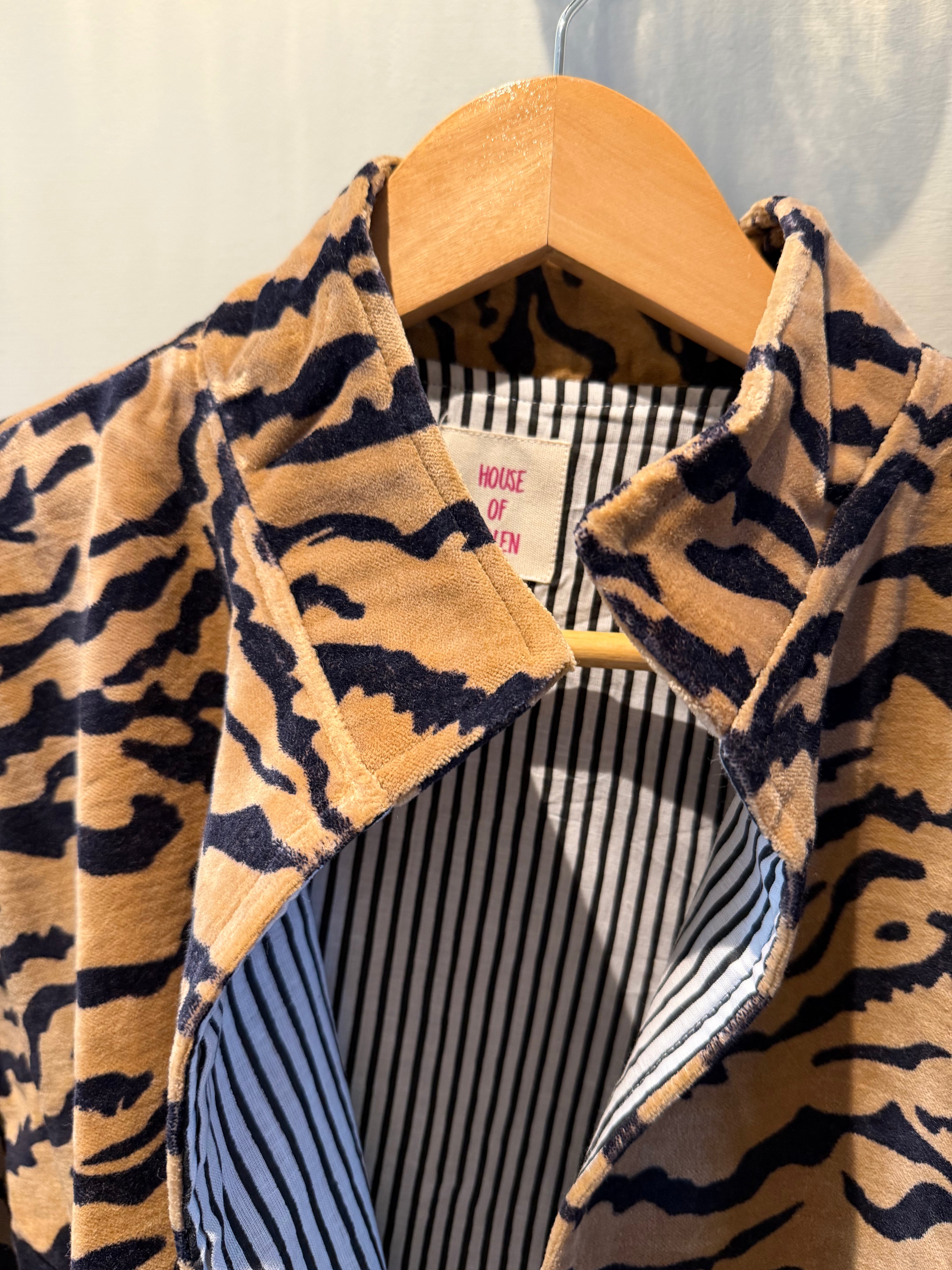 Beautiful Handmade block print Velvet Jacket with cotton lining UK 8-14 pockets on front