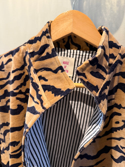 Beautiful Handmade block print Velvet Jacket with cotton lining UK 8-14 pockets on front