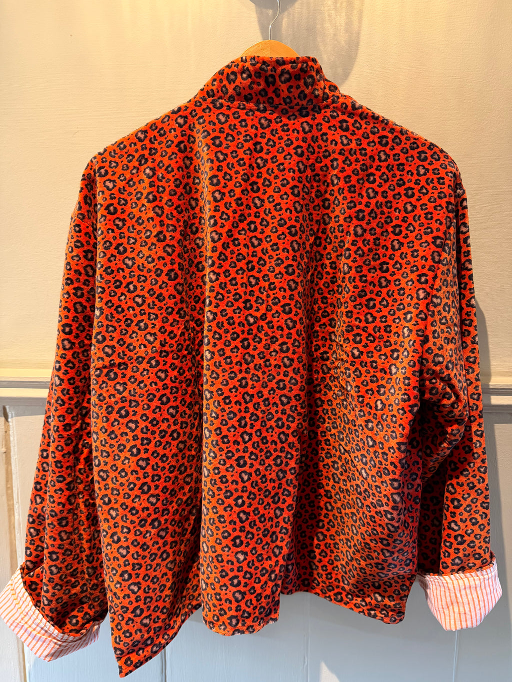 Beautiful Handmade block print Velvet Jacket with cotton lining UK 8-14 pockets on front
