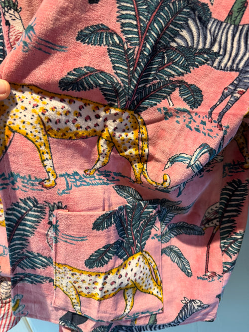Beautiful Handmade block print Velvet Jacket with cotton lining UK 8-14 pockets on front