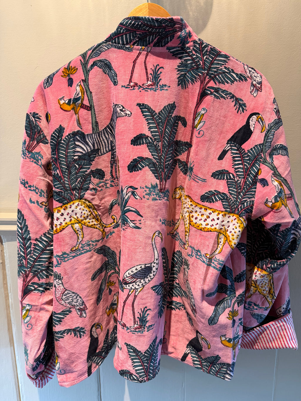 Beautiful Handmade block print Velvet Jacket with cotton lining UK 8-14 pockets on front