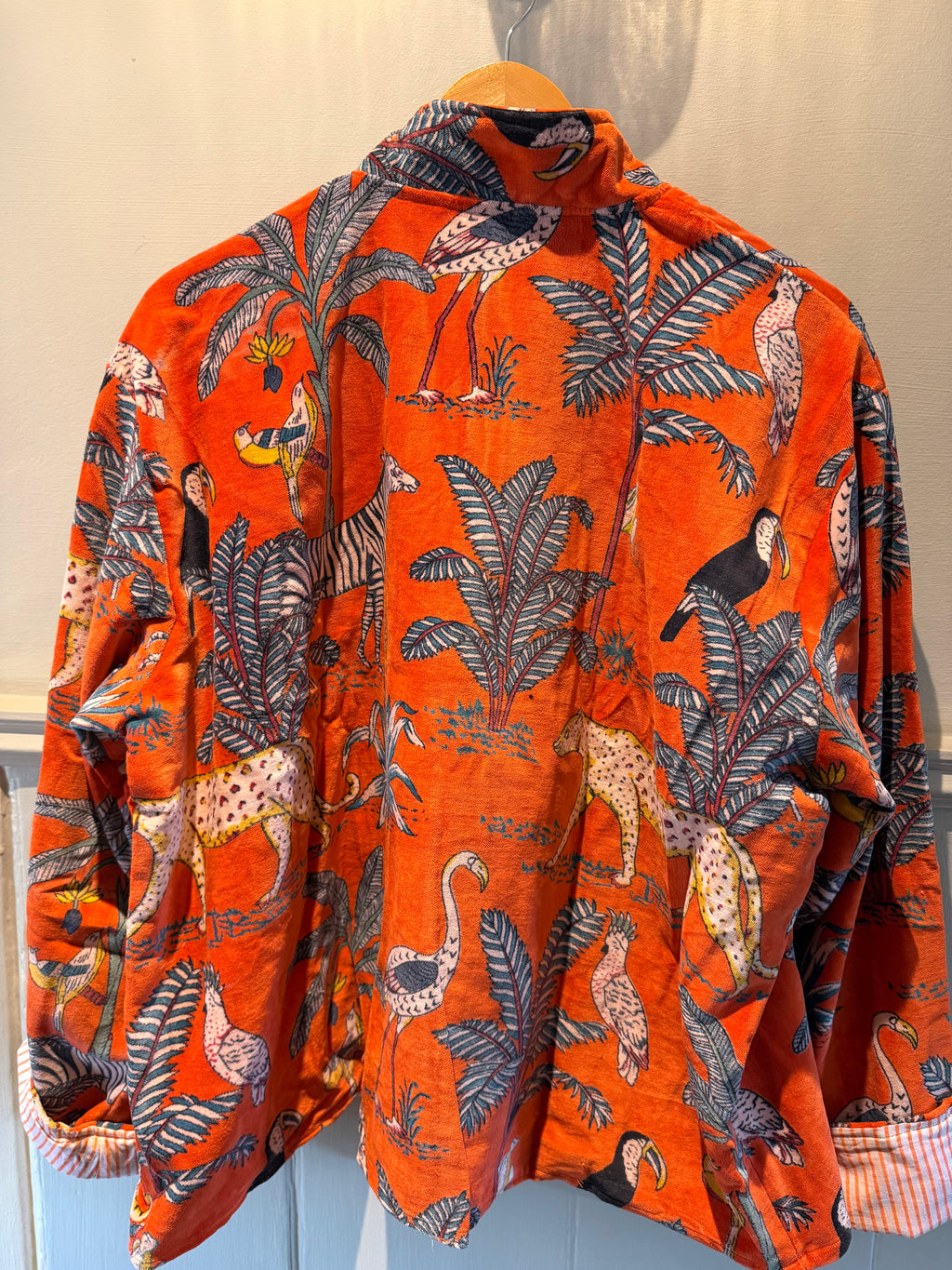 Beautiful Handmade block print Velvet Jacket with cotton lining UK 8-14 pockets on front